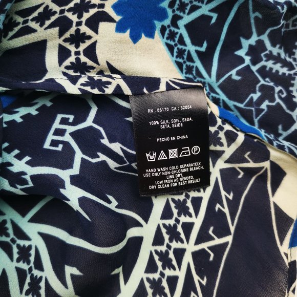 Anthropologie Leifsdottir Blue Geometric Print 100% Silk Blouse Size 2 Summer - Picture 6 of 10